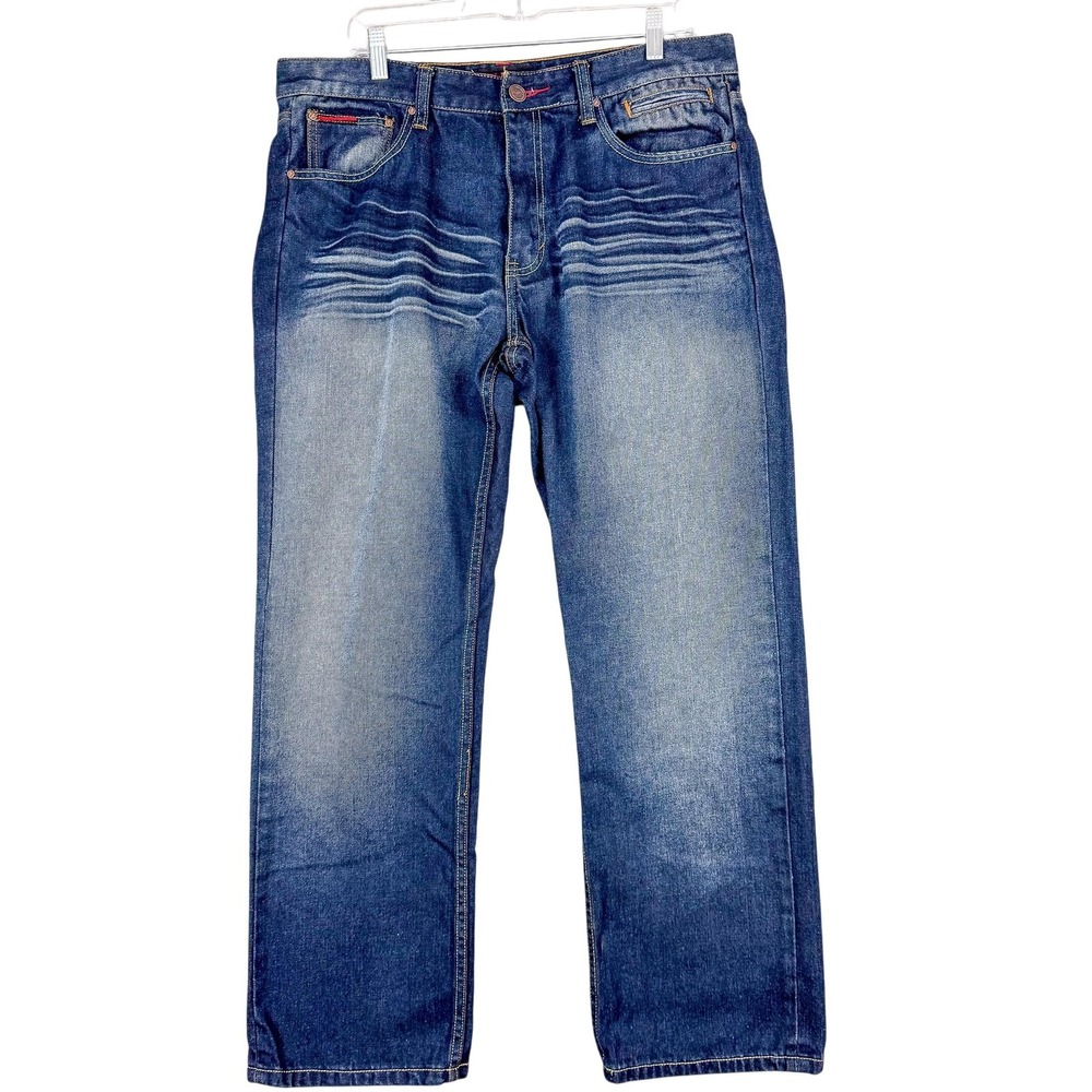 FUBU The Collection Mens Jeans 36x30 Blue Denim Straight Leg Classic Hip Hop
